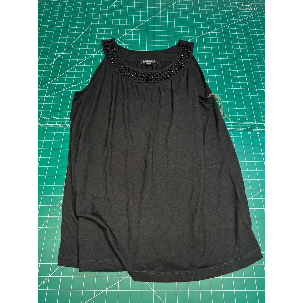 By Design Womens Black Beaded Neckline Sleeveless Knit Tank Top XL